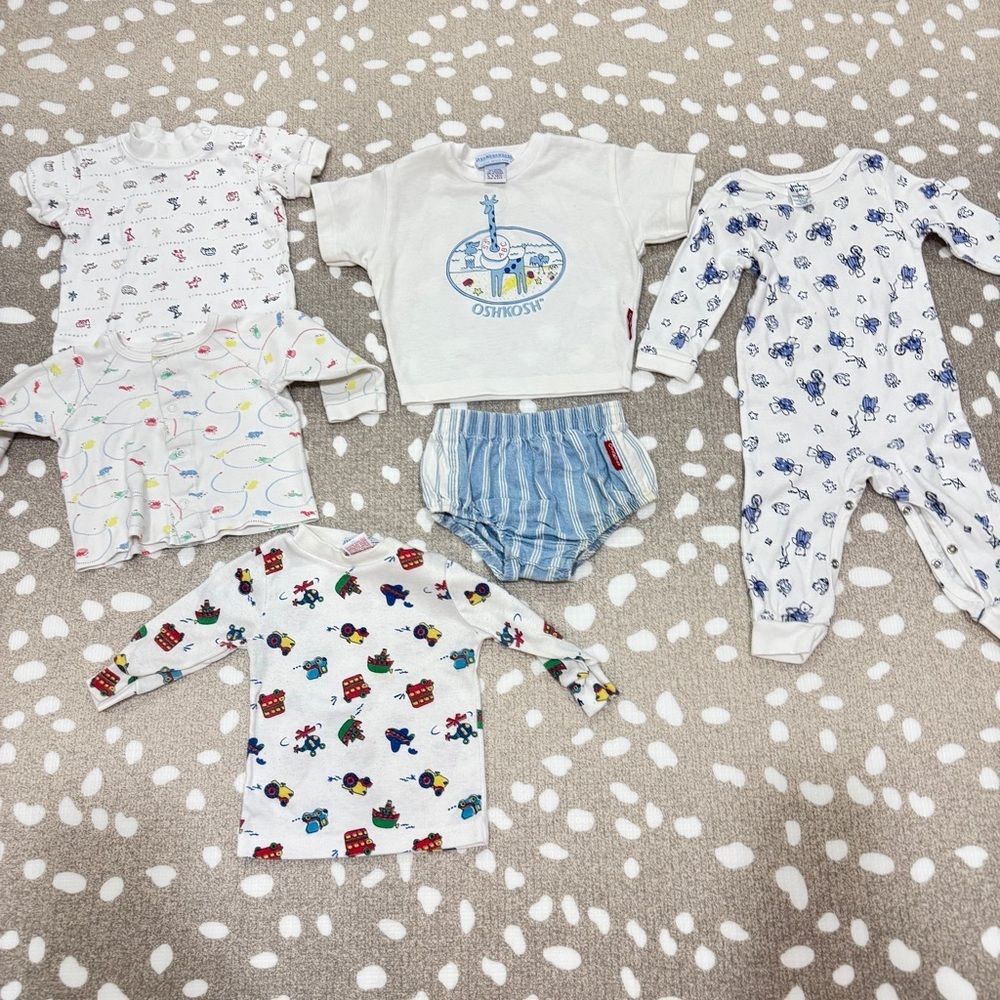 Vintage 70s OshKosh B’Gosh bundle lot baby boy set tee coverall onesie teddybear